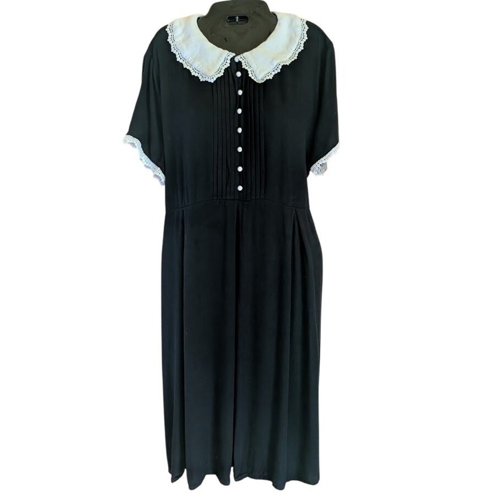 Disturbia Dress 16 XL Witchy Goth Dark Academic Wednesday Retro Peter Pan Collar